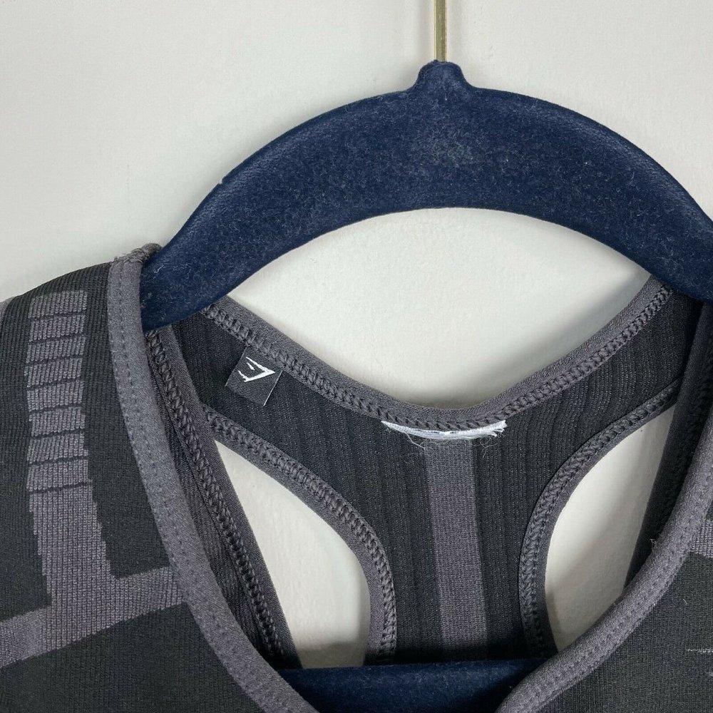 Gymshark Seamless Geo Bra Black Grey - Picture 2 of 4